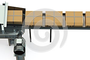 Cardboard boxes on conveyor belt