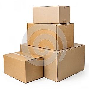 Cardboard boxes isolated on white background photo