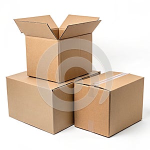 Cardboard boxes isolated on white background
