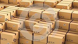 Cardboard boxes, logistics and delivery concept