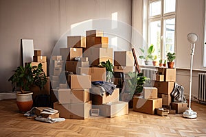 Cardboard boxes for moving into a new home