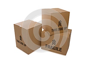 Cardboard Boxes Over a White Background