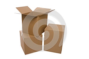 Cardboard Boxes Over a White Background