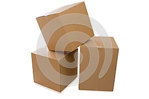 Cardboard Boxes Over a White Background