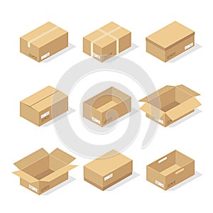 Cardboard boxes or packaging paper and shipping box. carton parcels and delivery packages pile, flat warehouse goods and cargo