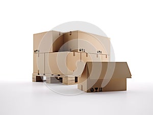 Cardboard boxes pallet 3d render