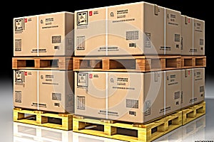 Cardboard Boxes on Pallet - Streamlined Packing and Shipping for Seamless Supply Chains. created with Generative AI