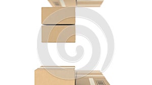 Cardboard boxes palletizing, looping motion background