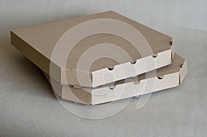Cardboard boxes for pizza close-up