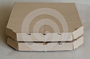 Cardboard boxes for pizza close-up