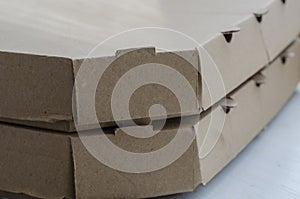 Cardboard boxes for pizza close-up