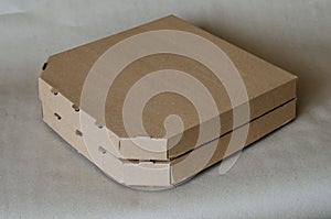 Cardboard boxes for pizza close-up
