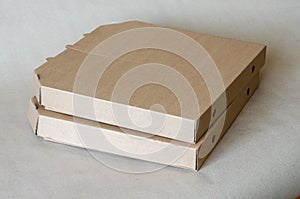Cardboard boxes for pizza close-up