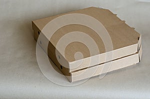 Cardboard boxes for pizza close-up