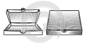 Cardboard boxes for pizza vector objects photo