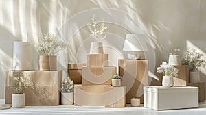 The cardboard boxes and plants.AI generated image