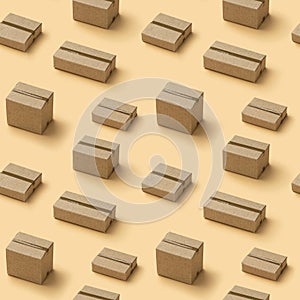 Cardboard boxes seamless pattern texture on brown background