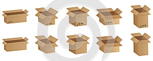 Cardboard boxes set of icons