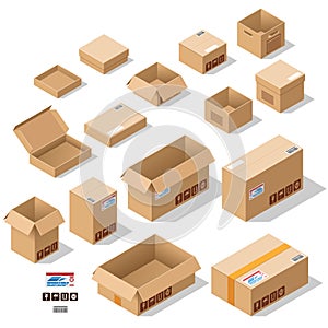 Cardboard boxes set