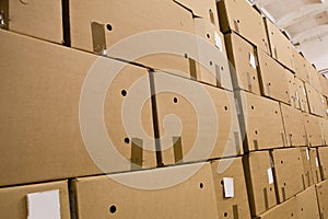 Cardboard boxes in the storehouse