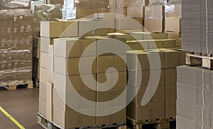 Cardboard boxes in a warehouse