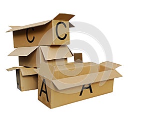 Cardboard boxes on white