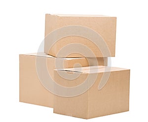 Cardboard boxes on white background isolate