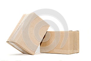 Cardboard boxes on white background isolates