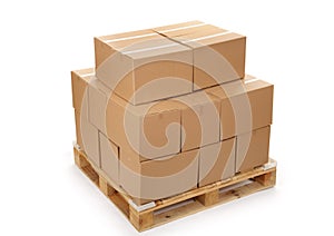 Cardboard boxes on wooden palette
