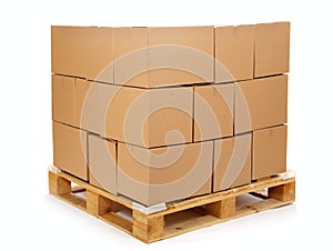 Cardboard boxes on wooden palette photo