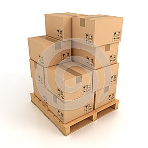 Cardboard boxes on wooden palette