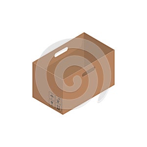 Cardboard brown box, crate box 3d, isometric box