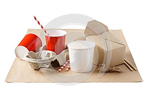 Cardboard containers for food delivery. Eco-friendly packaging