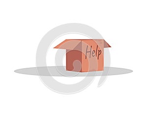 Cardboard for donation semi flat RGB color vector illustration