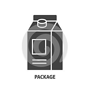 Cardboard drink package glyph icon. Vector illustration