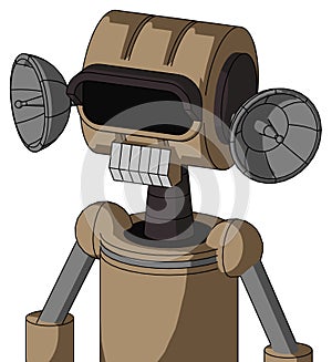 Cardboard Droid With Multi-Toroid Head And Teeth Mouth And Black Visor Eye