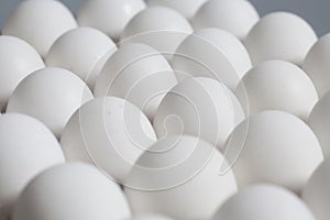 Cardboard egg box with chicken white eggs