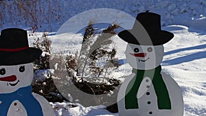 The cardboard figure of a snowman