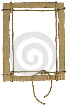 Cardboard frame for photos with a rope