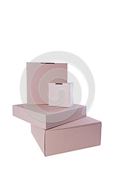 Cardboard gift box with lid, mockup for design. Isolated white. Clippingpath