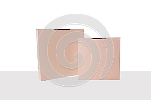 Cardboard gift box with lid, mockup for design. Isolated white. Clippingpath