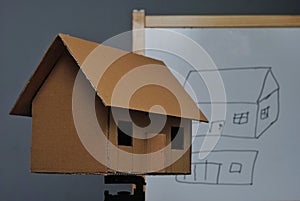 A cardboard house