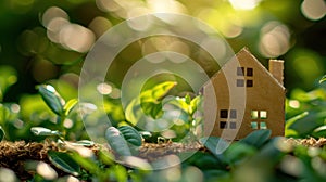 The cardboard house in nature.AI generated image