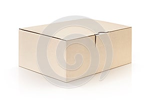 Cardboard kraft box open and isolated on white background