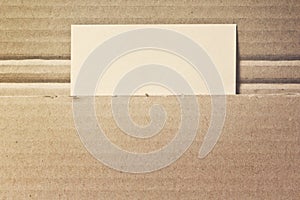 Cardboard package with blank note paper card