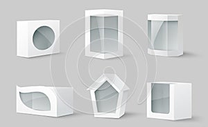 Cardboard package box with transparent window set