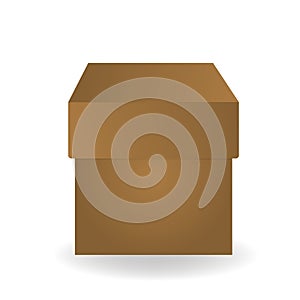 Cardboard, paper box. Postal parcel. Brown packging isolated on white background. Box mockup.