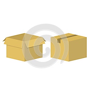 Cardboard parcel. Box package vector flat icons