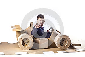 Cardboard racing car