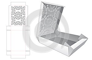 Cardboard stenciled folding flip box die cut template and 3D mockup